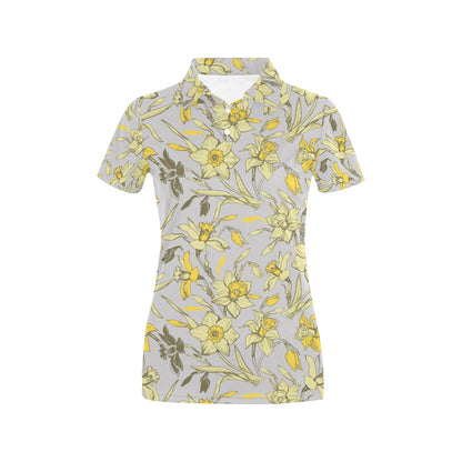 Daffodils Pattern Print Design DF05 Women's Polo Shirt