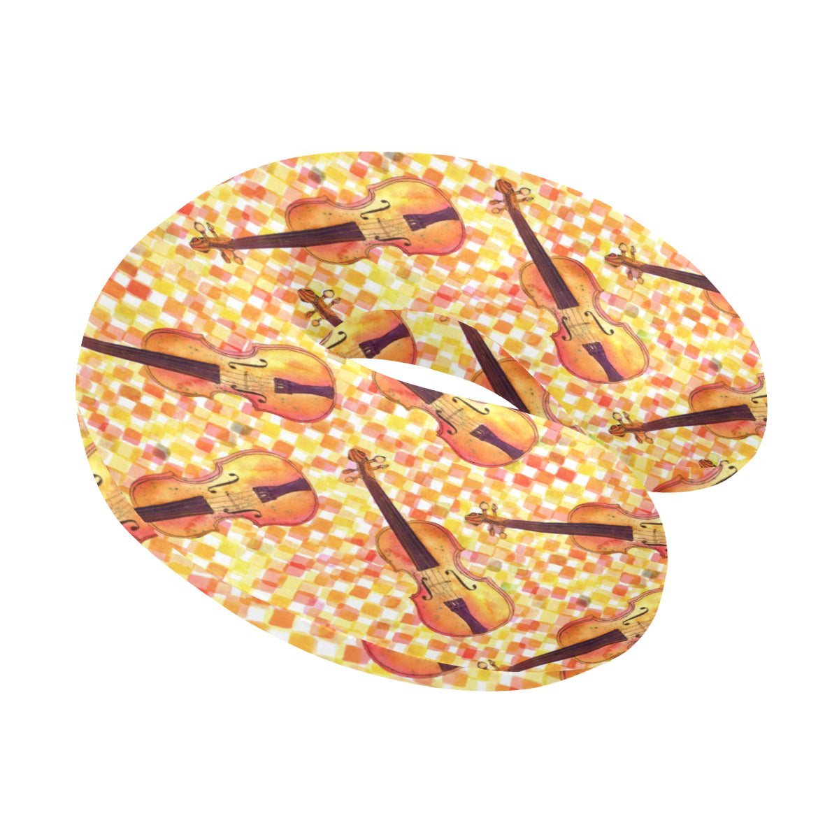 Violin Pattern Print Design 03 U-Shaped Travel Neck Pillow
