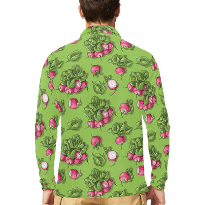 Radish Pattern Print Design A05 Long Sleeve Polo Shirt For Men's