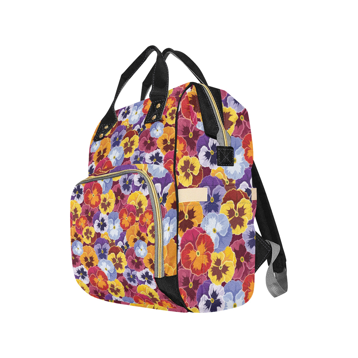 Pansy Pattern Print Design PS01 Diaper Bag Backpack