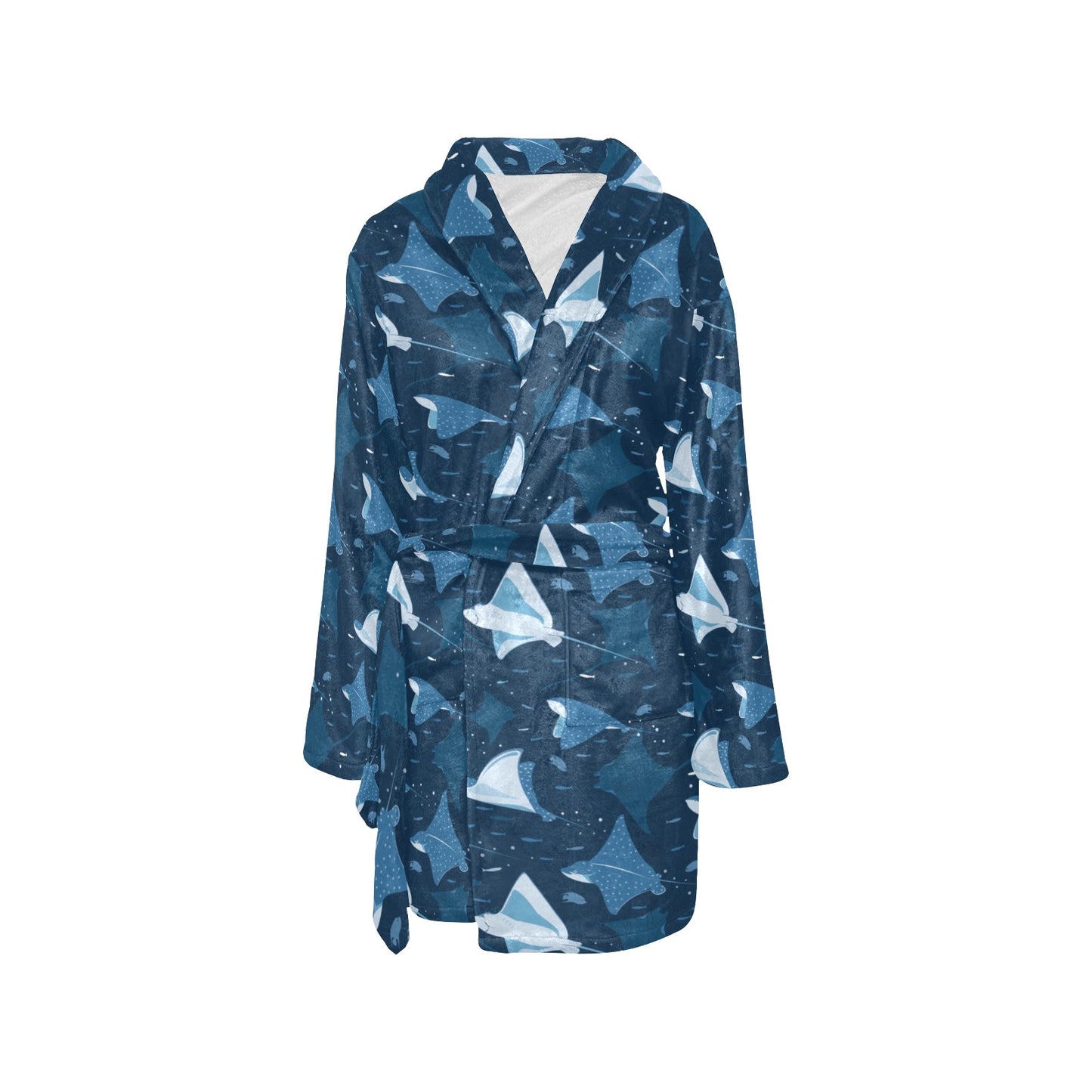 Manta Ray Pattern Print Design 02 Women's Fleece Robe