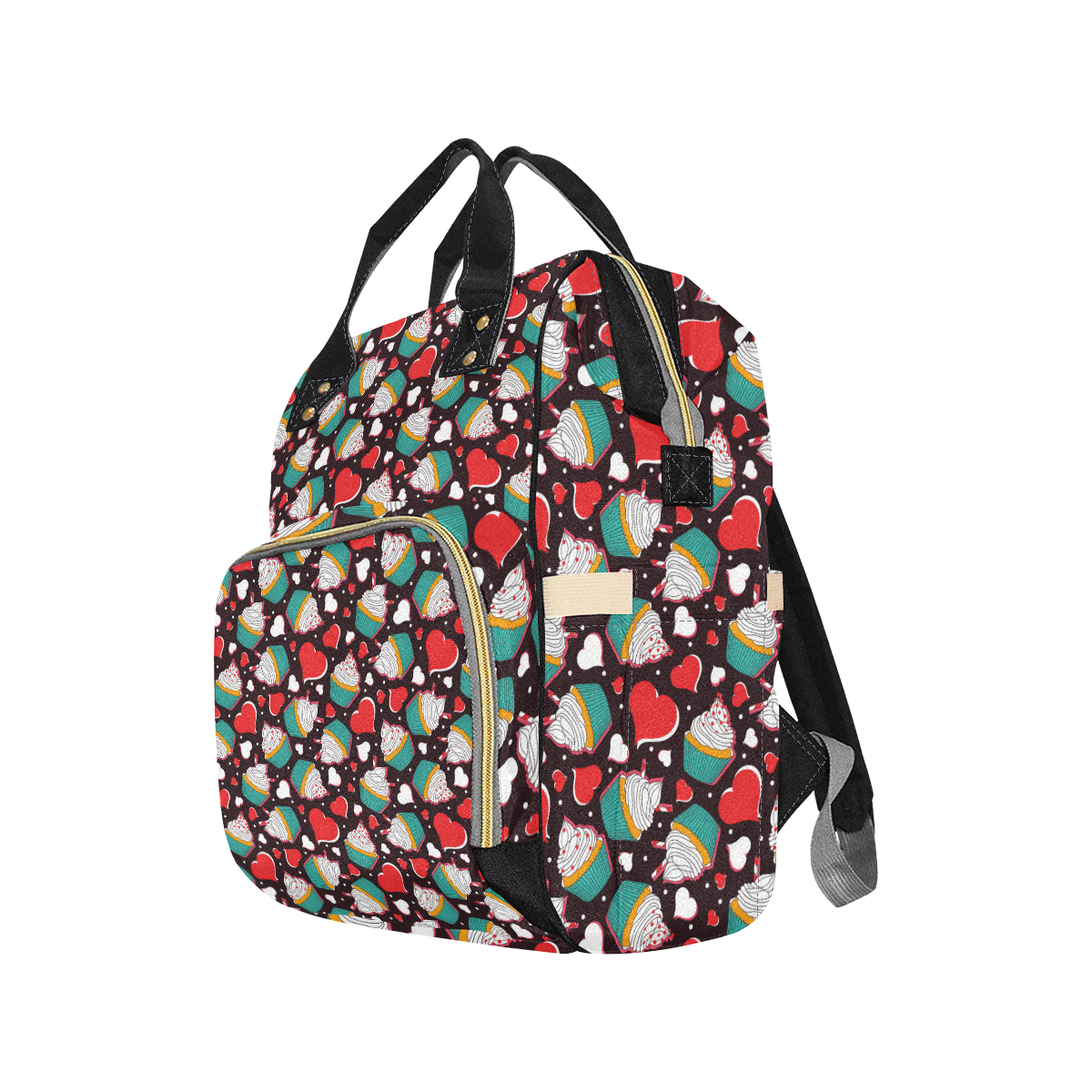 Cupcakes Heart Print Pattern Diaper Bag Backpack