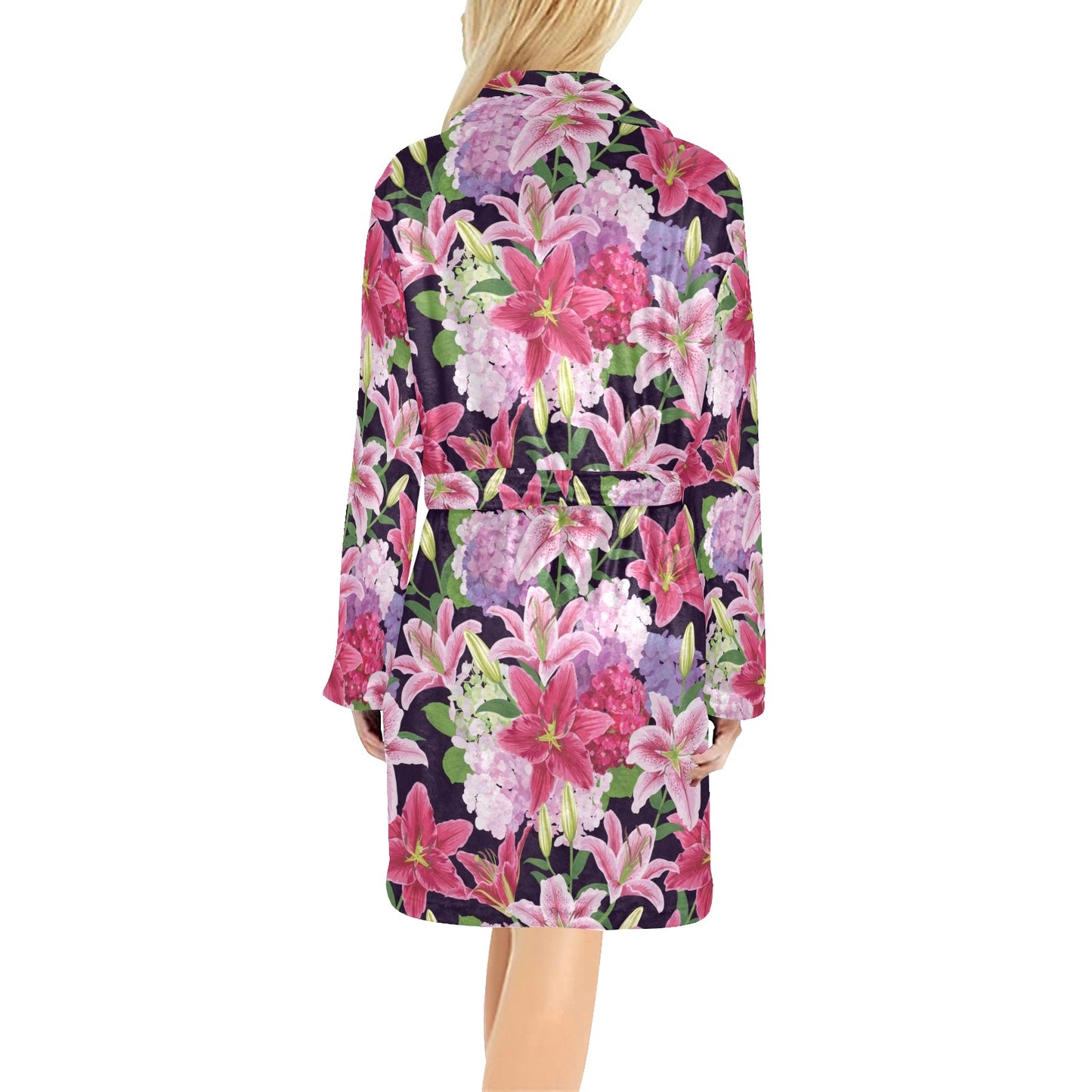 Lily Pattern Print Design LY017 Women's Fleece Robe