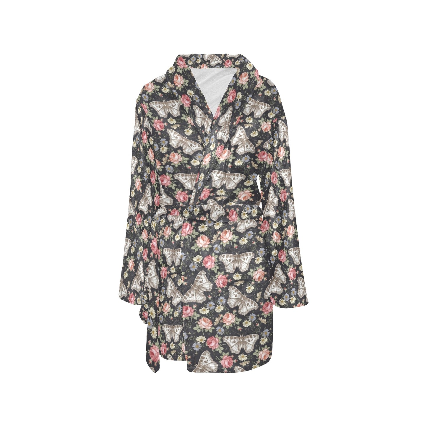 Butterfly Flower Pattern Print Design 07 Women's Fleece Robe