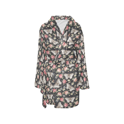 Butterfly Flower Pattern Print Design 07 Women's Fleece Robe