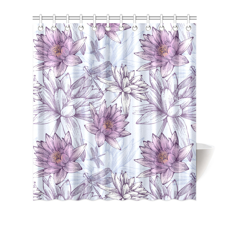 Water Lily Pattern Print Design WL01 Shower Curtain