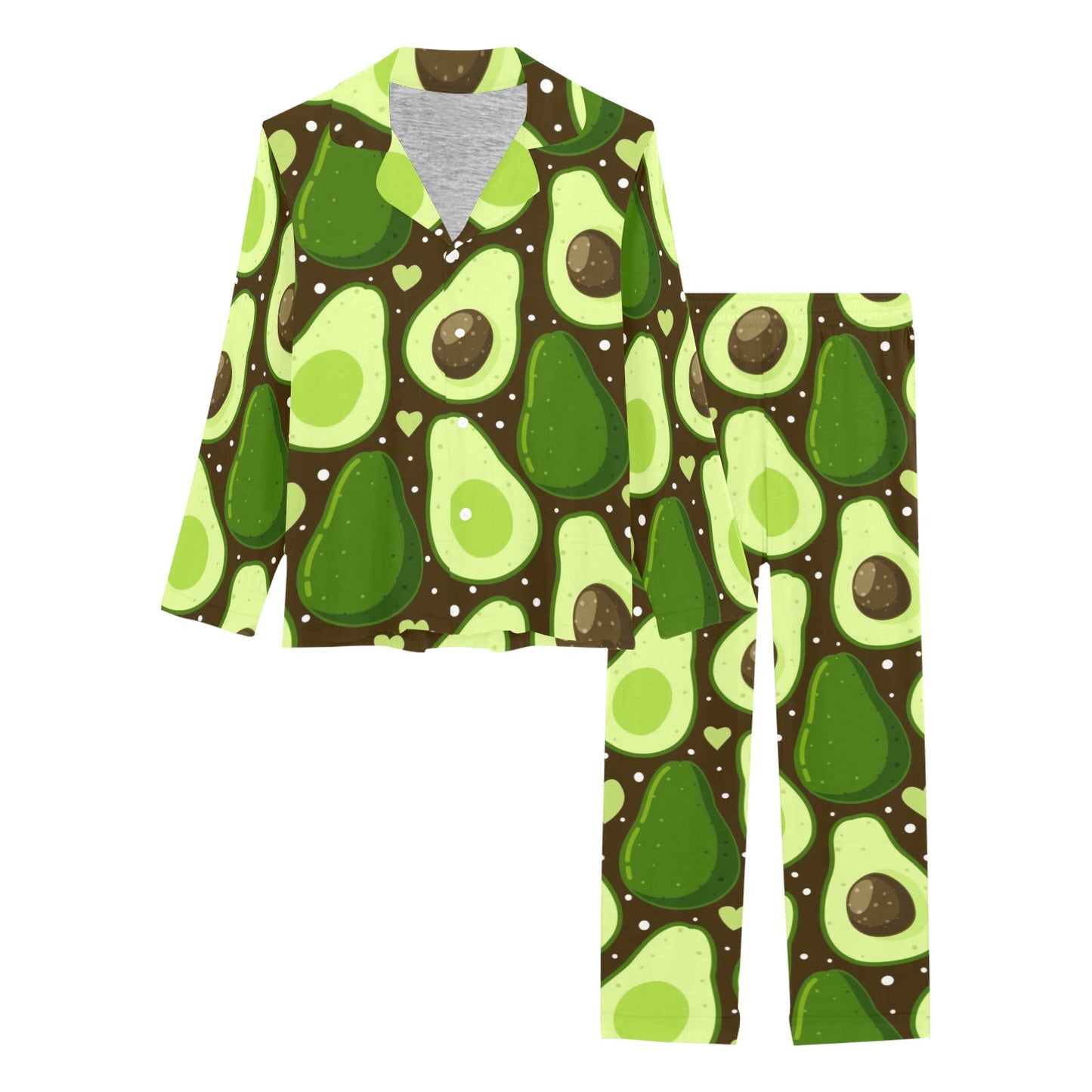 Avocado Pattern Print Design AC04 Women's Long Pajama Set