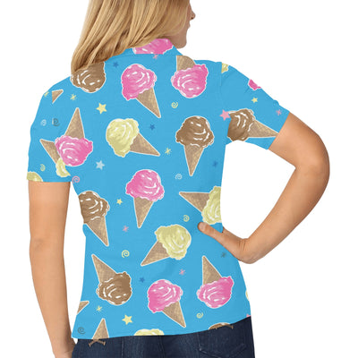 Ice Cream Pattern Print Design 01 Women's Polo Shirt