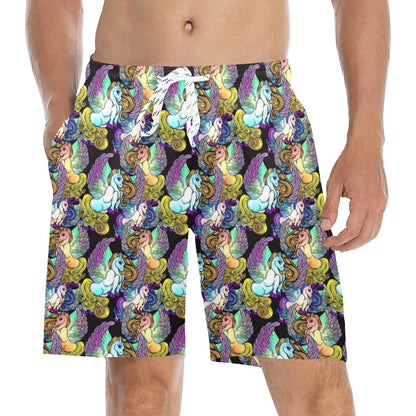 Unicorn With Wings Print Pattern Men's Swim Trunks Beach Shorts