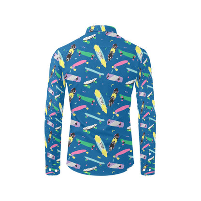 Skateboard Print Design LKS302 Men's Long Sleeve Dress Shirt