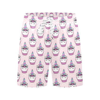 Cupcakes Unicorn Print Pattern Men's Swim Trunks Beach Shorts