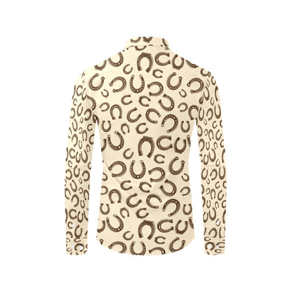 Horseshoe Print Design LKS302 Men's Long Sleeve Dress Shirt