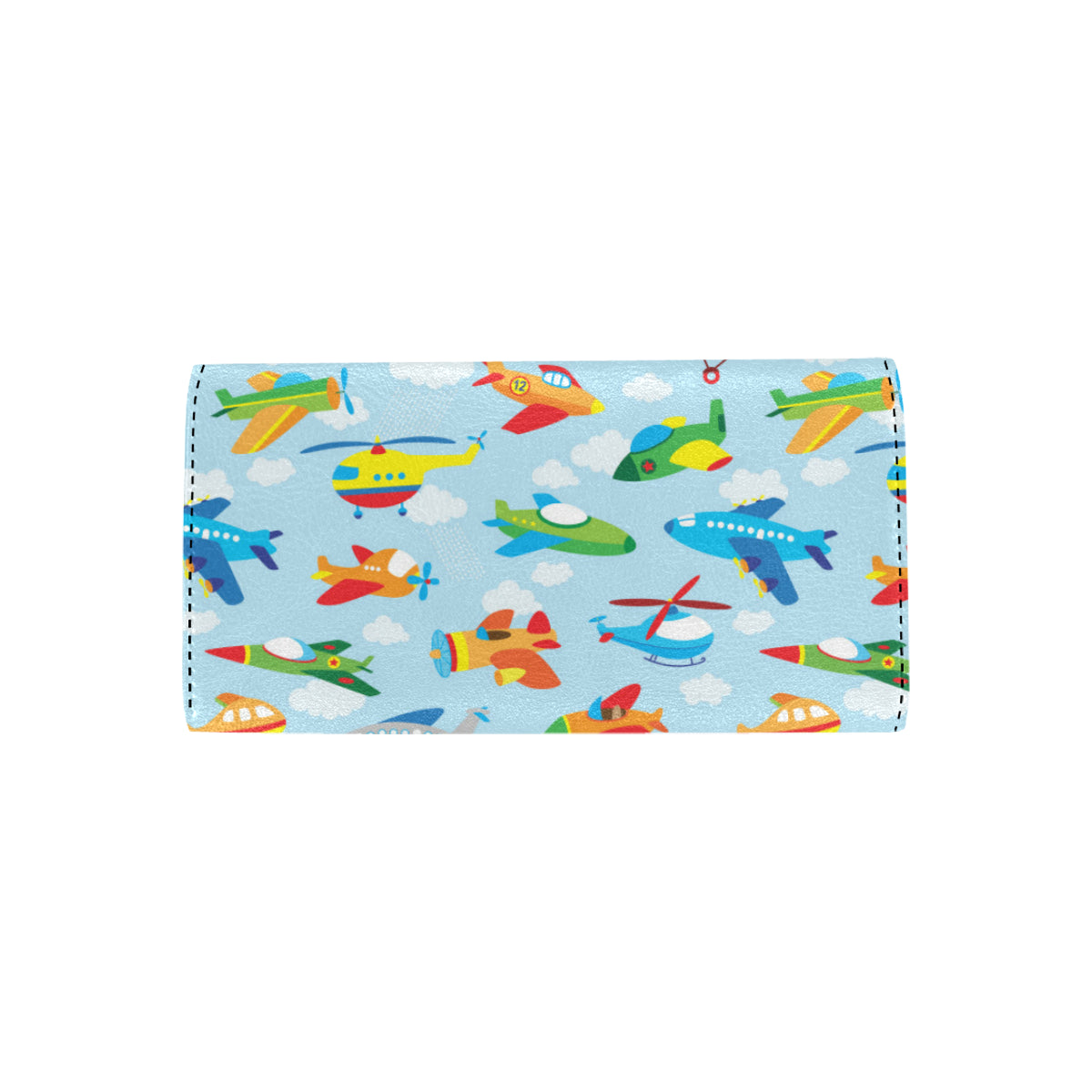 Airplane Colorful Pattern Print Design 01 Women's Trifold Wallet