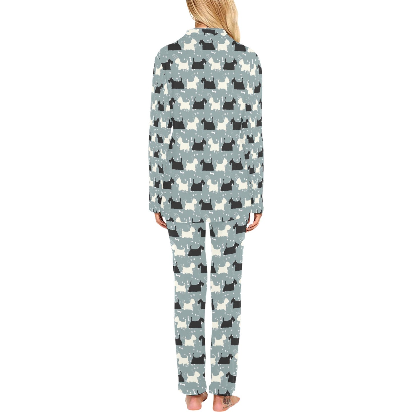 Scottish Terriers Print Design LKS301 Women's Long Pajama Set