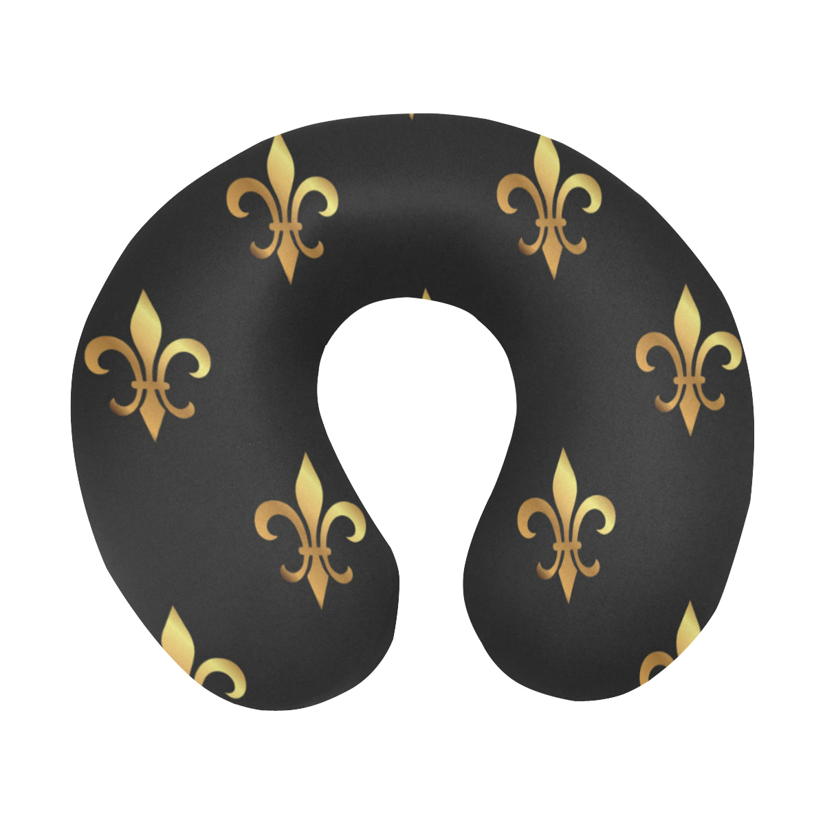 Fleur De Lis Gold Pattern Print Design 03 U-Shaped Travel Neck Pillow