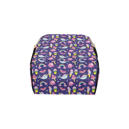 Narwhal Cute Pattern Print Design 02 Diaper Bag Backpack