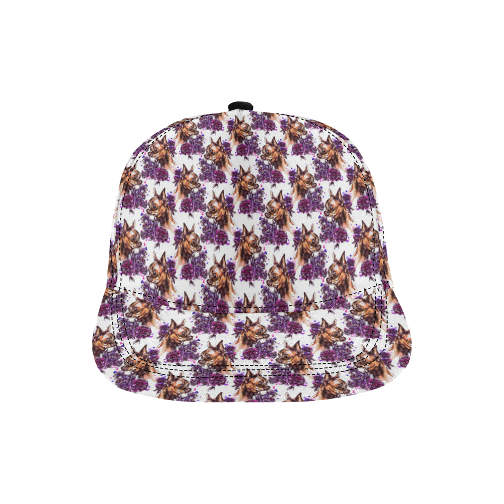 Chihuahua Purple Floral Snapback Cap