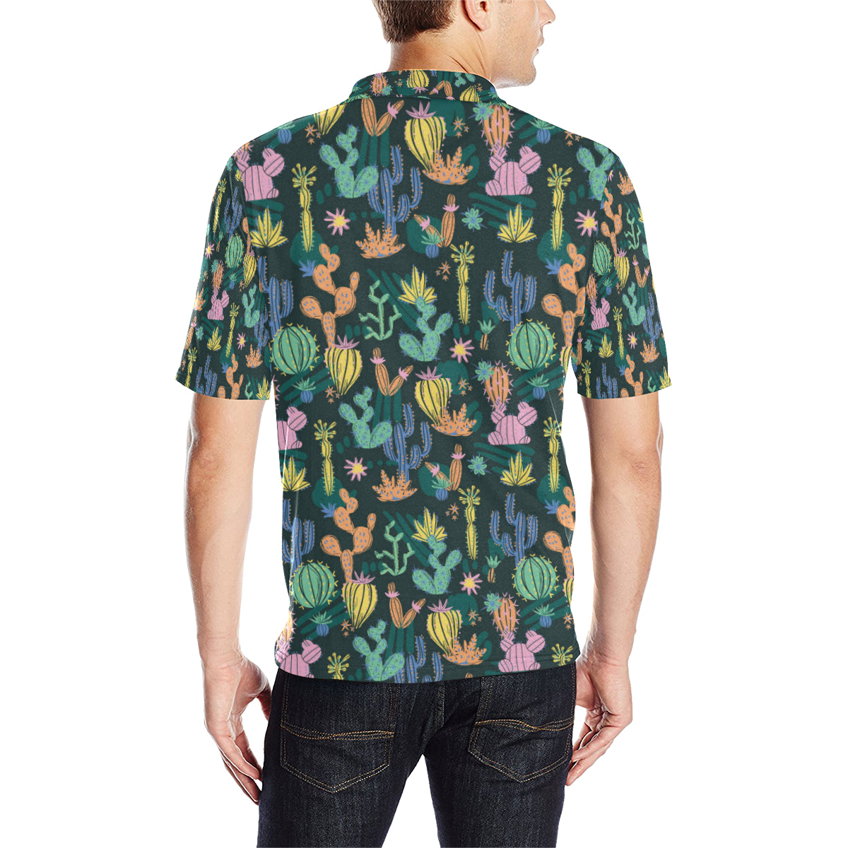 Cactus Pattern Print Design 05 Men Polo Shirt