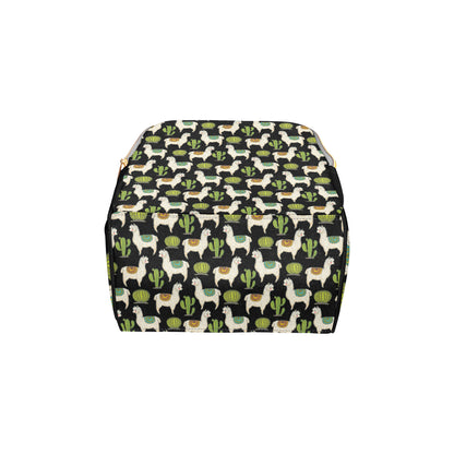Alpaca Cactus Pattern Print Design 07 Diaper Bag Backpack