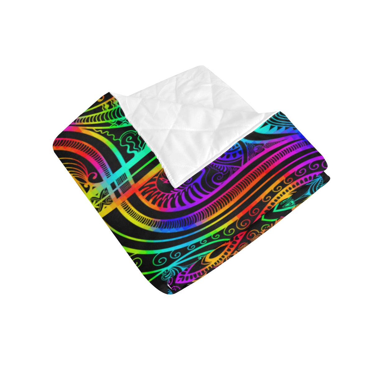 Neon Trible Rainbow Pattern Print Design A01 Premium Quilt