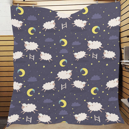 Sheep Night Pattern Print Design 02 Premium Quilt