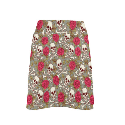 Skull Bone Rose Print Design LKS303 17" Golf & Pickleball Skort with Pockets