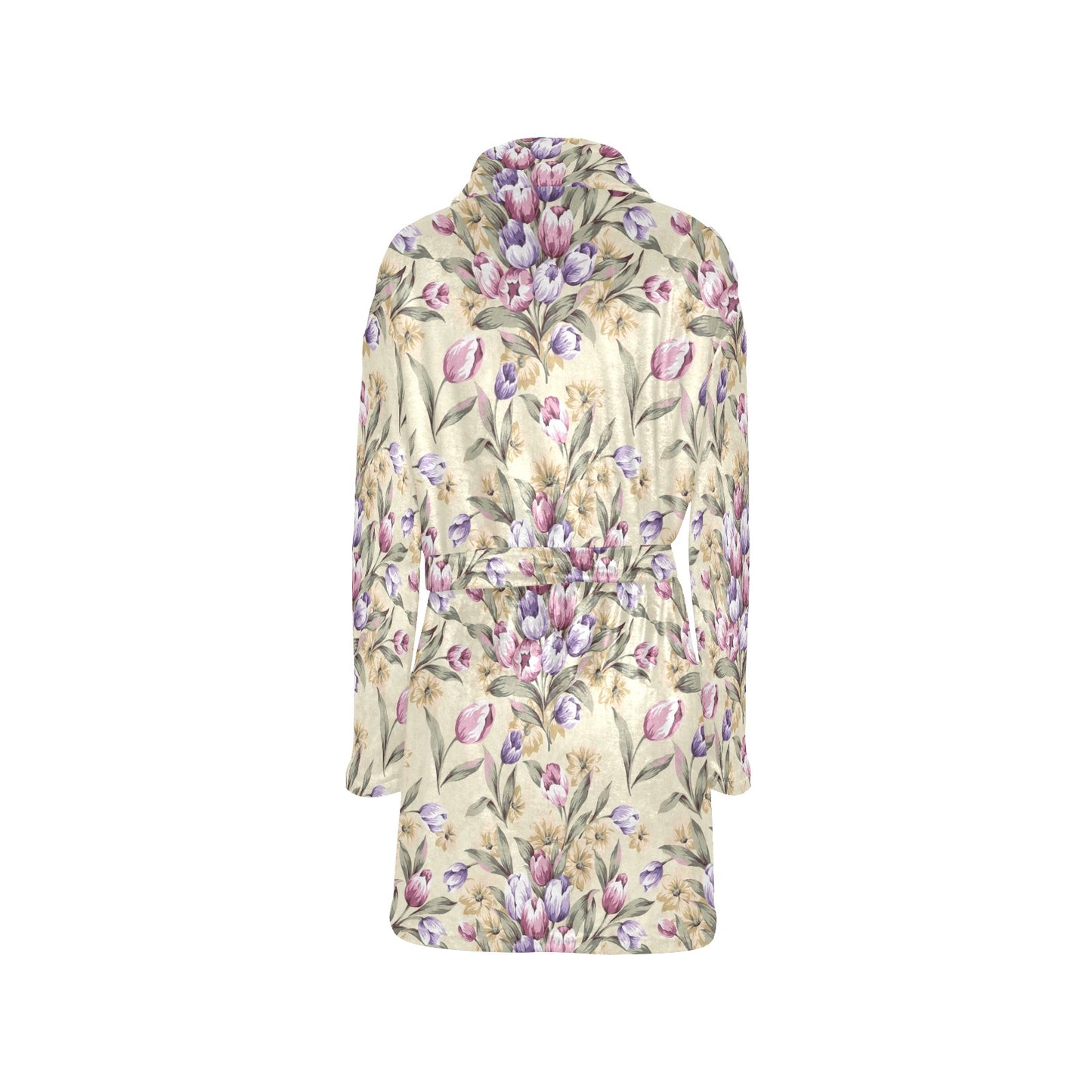 Tulip Pattern Print Design TP04 Women's Fleece Robe