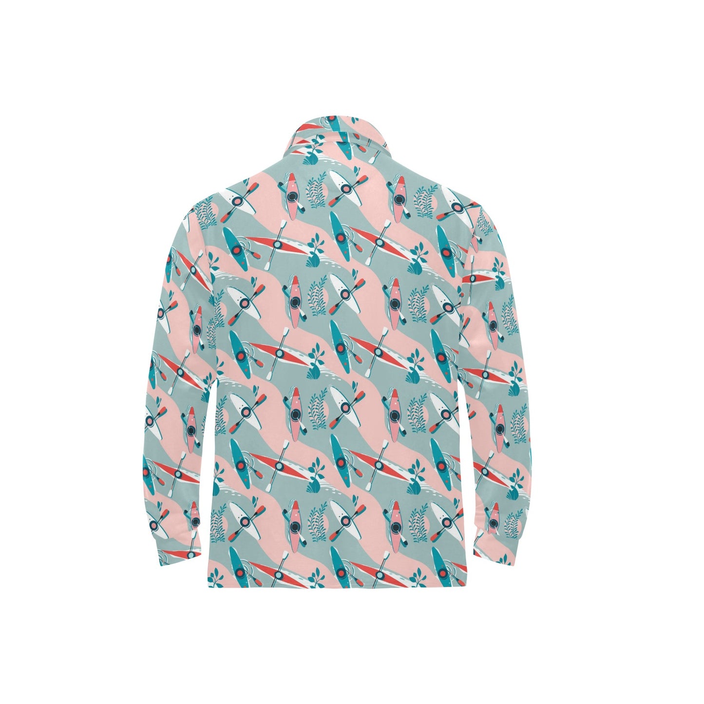 Kayak Pattern Print Design 05 Long Sleeve Polo Shirt For Men's