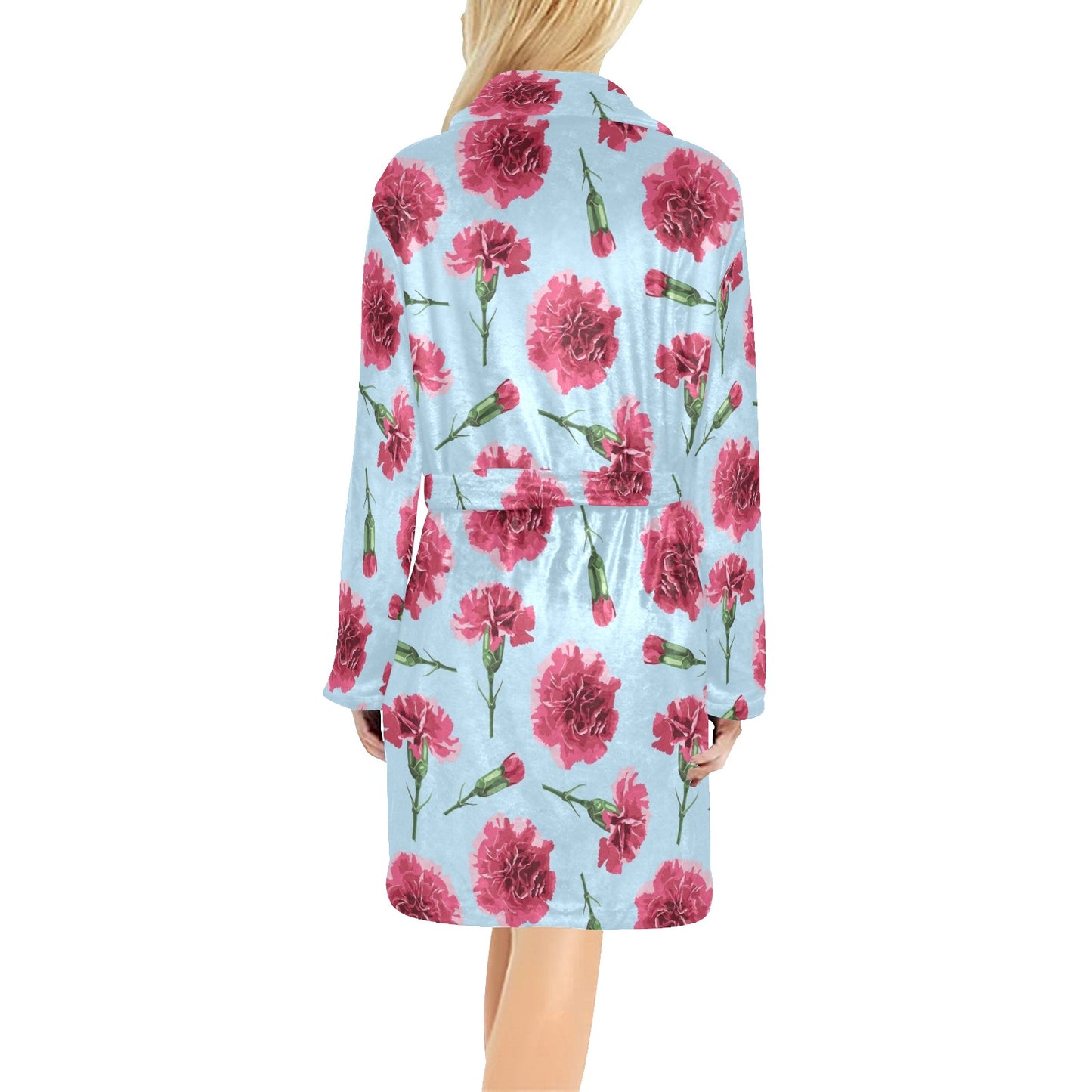 Carnations Pattern Print Design CN01 Women's Fleece Robe