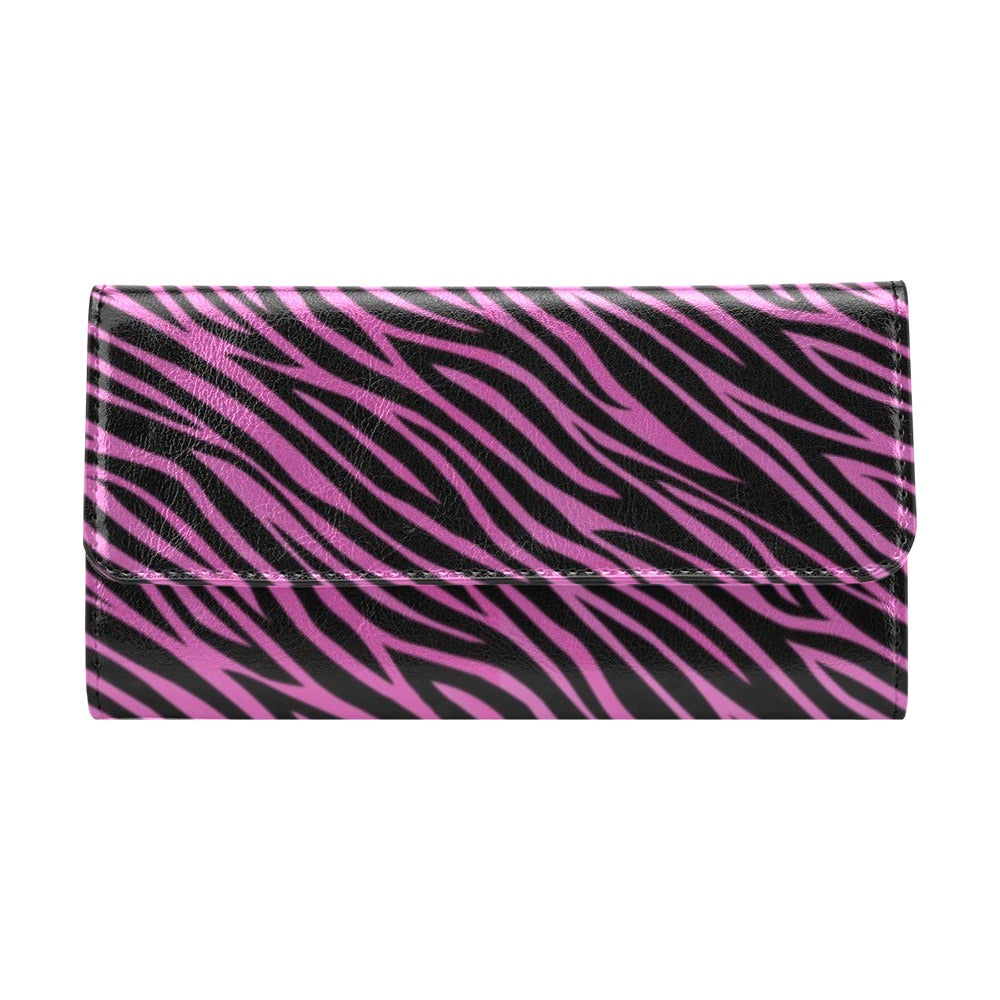 Zebra Pink Print Design LKS304 Women's Trifold Wallet