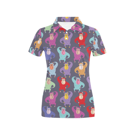 Chimpanzee Pattern Print Design 03 Women's Polo Shirt