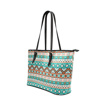 Navajo Style Print Pattern Leather Tote Bag