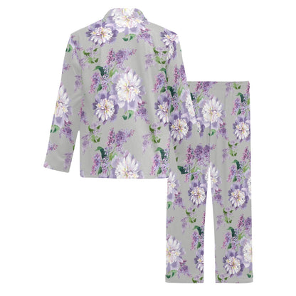 Lilac Pattern Print Design LI07 Men's Long Pajama Set