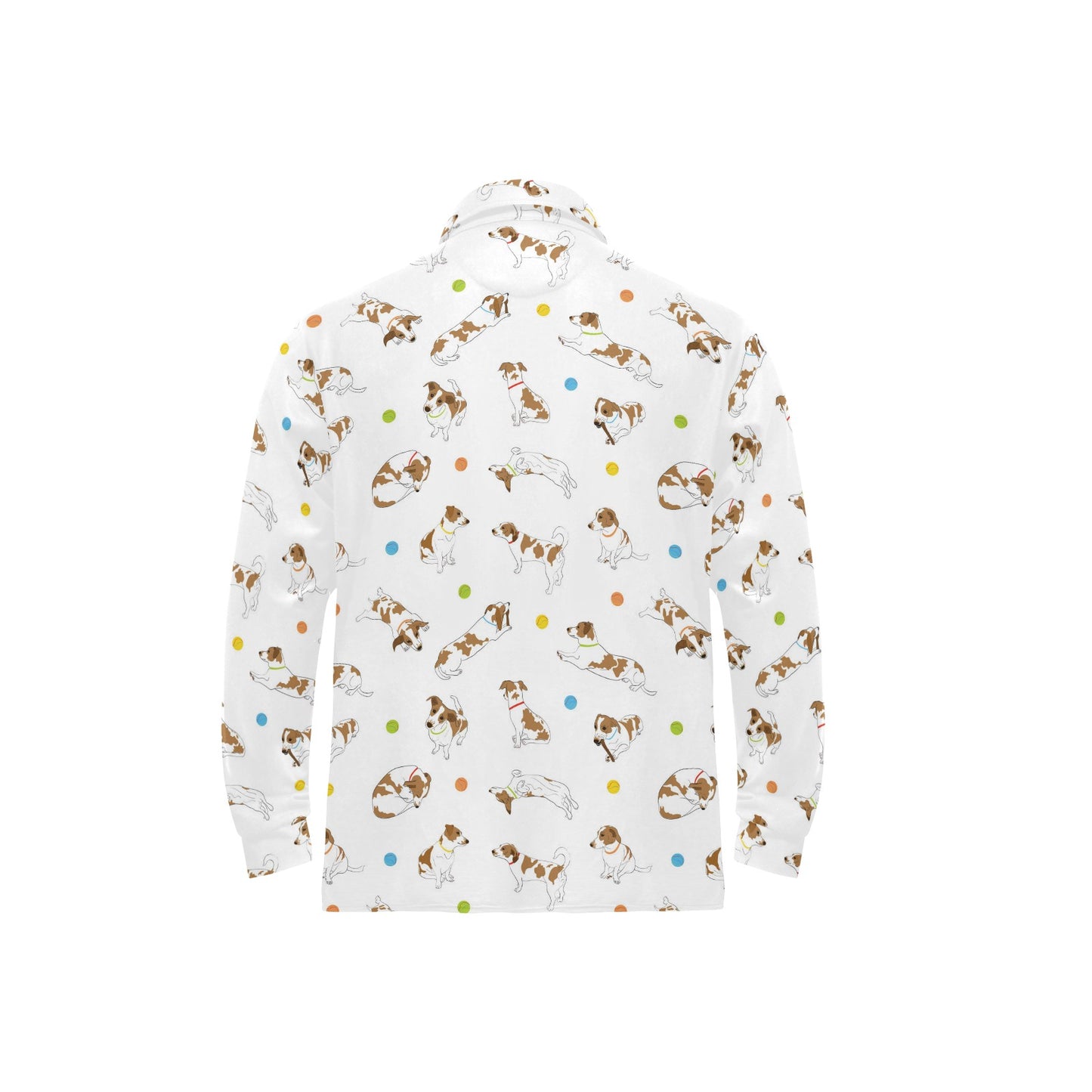 Russell Terriers With Balls Print Design LKS307 Long Sleeve Polo Shirt For Men's
