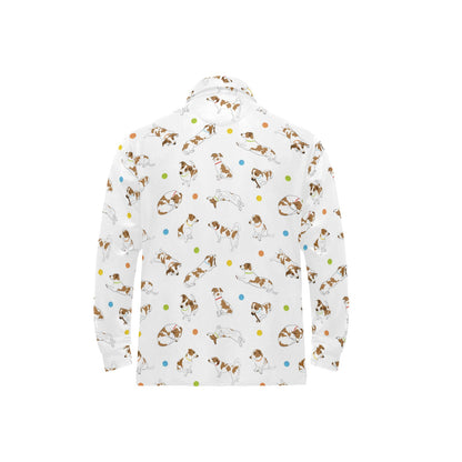 Russell Terriers With Balls Print Design LKS307 Long Sleeve Polo Shirt For Men's