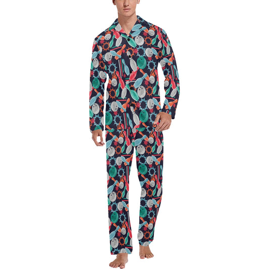 Bowling Pattern Print Design 08 Men's Long Pajama Set