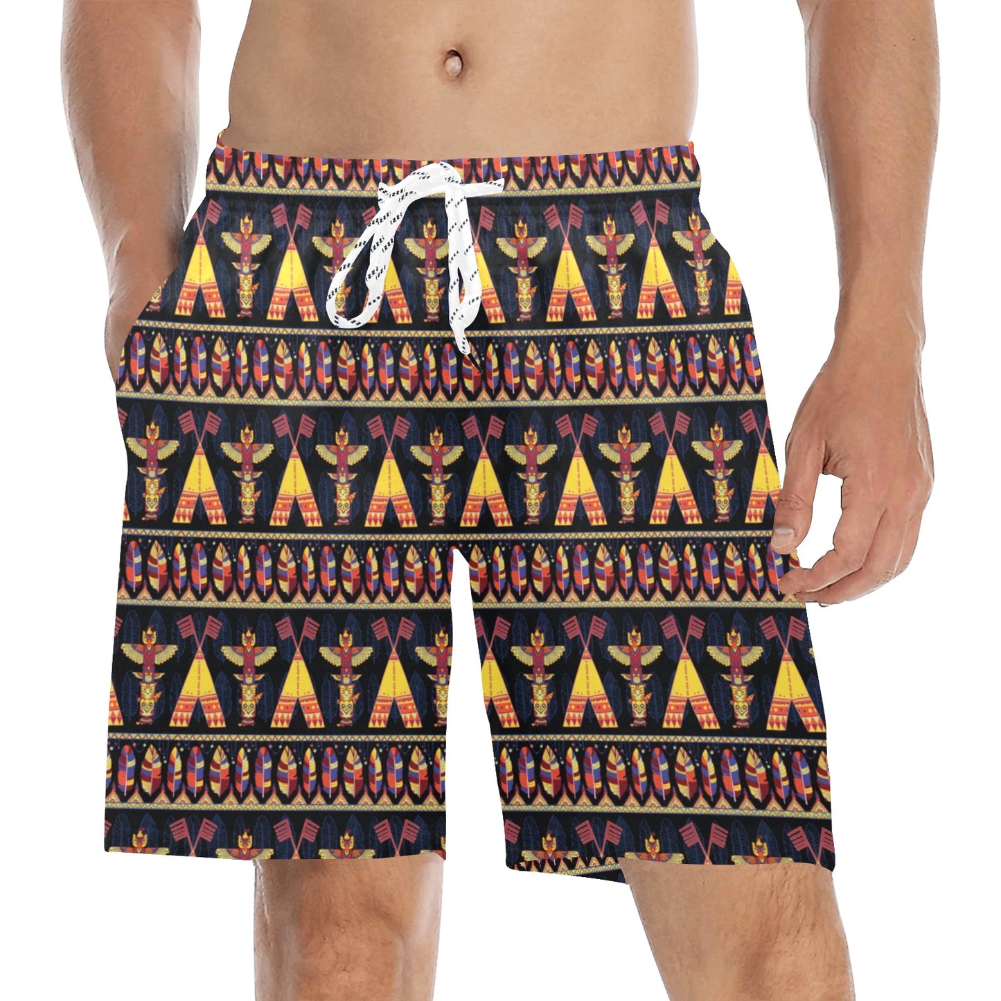 Totem Pole Design Men's Swim Trunks Beach Shorts