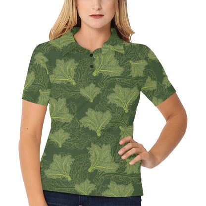 Kale Pattern Print Design 01 Women's Polo Shirt