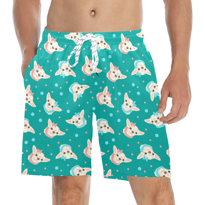 Chihuahua Polka Dot Pattern Men's Swim Trunks Beach Shorts