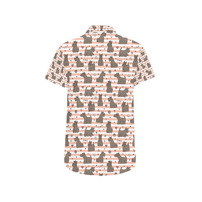 Scottish Terriers Print Design LKS3016 Men Short Sleeve Button Up Shirt