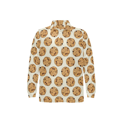 Cookie Pattern Print Design 05 Long Sleeve Polo Shirt For Men's