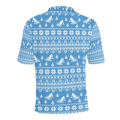Ski Knit Pattern Print Design LKS302 Men Polo Shirt