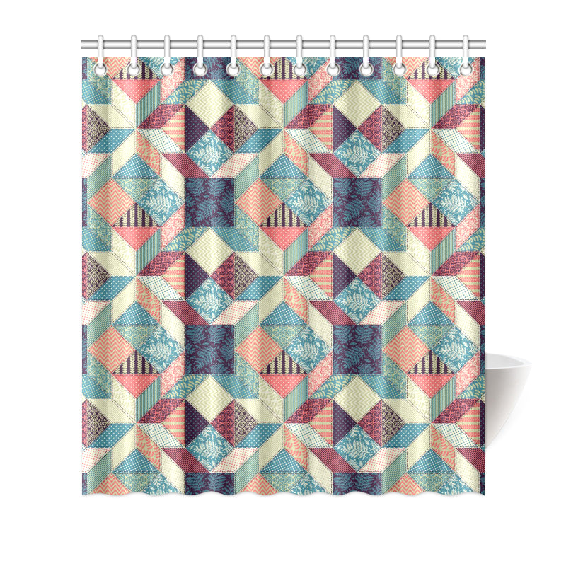 Patchwork Pattern Print Design 02 Shower Curtain