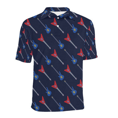 Electric Guitar Pattern Print Design 01 Men Polo Shirt