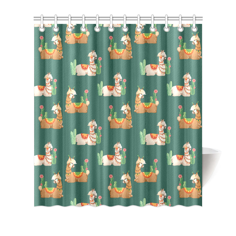 Llama Cactus Pattern Print Design 07 Shower Curtain