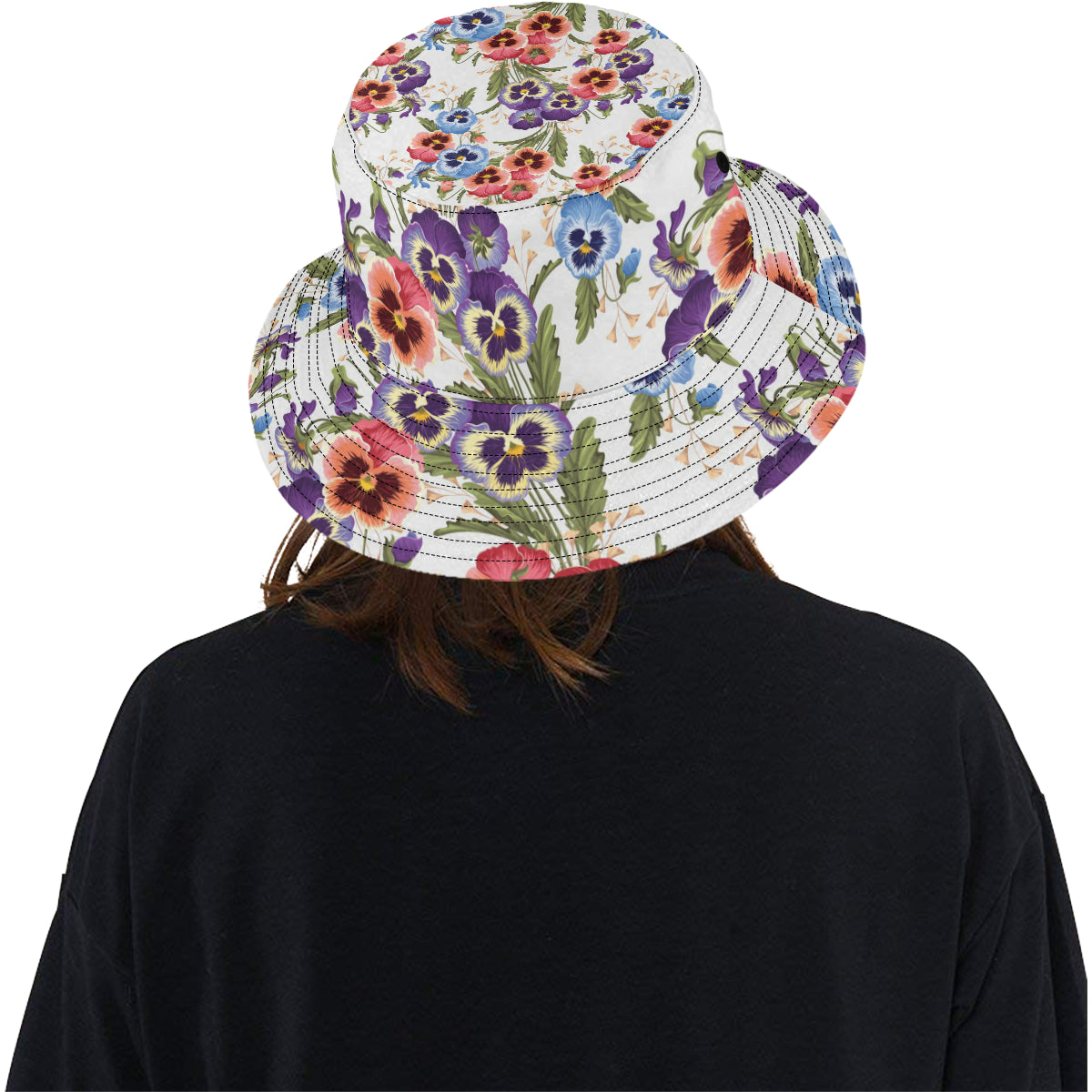 Pansy Pattern Print Design PS06 Unisex Bucket Hat