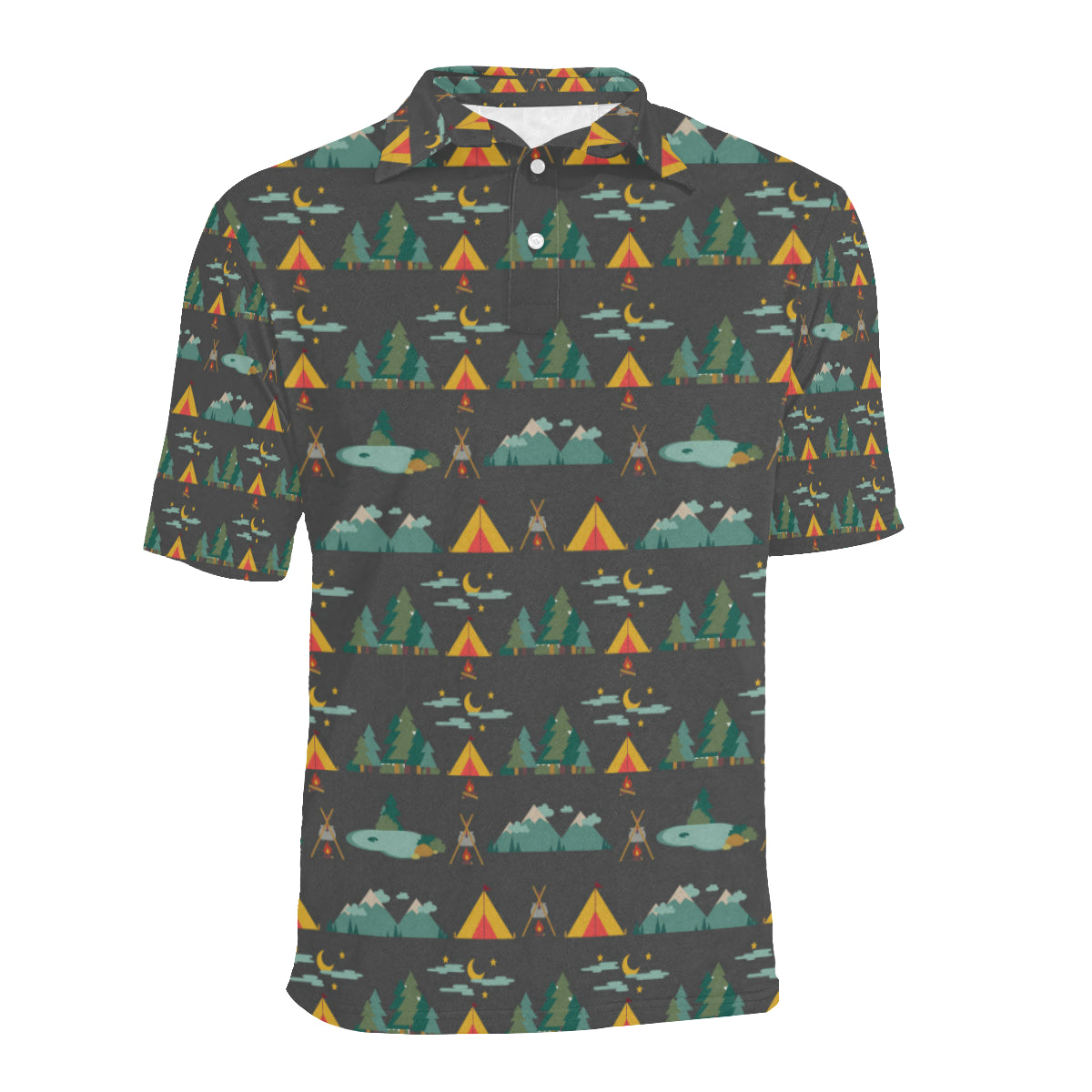Camping Tent Pattern Print Design 03 Men Polo Shirt