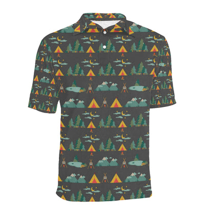 Camping Tent Pattern Print Design 03 Men Polo Shirt