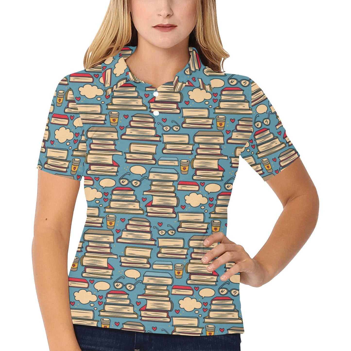 Book Pattern Print Design 03 Women's Polo Shirt