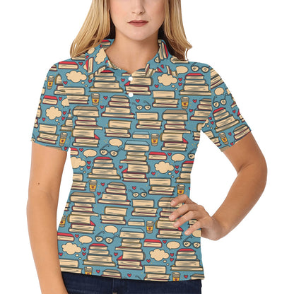 Book Pattern Print Design 03 Women's Polo Shirt